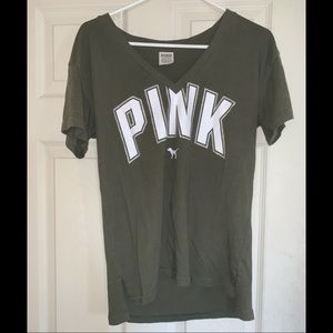 VS PINK Army Green Campus Short Sleeve Tee sz: XS